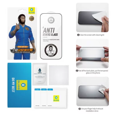 گلس محافظ صفحه نمایش شفاف آنتی استاتیک آیفون 13/13 پرو/14 بلوئو BLUEO 2.5D 9H Basic HD Glass iPhone 13/13 Pro/14