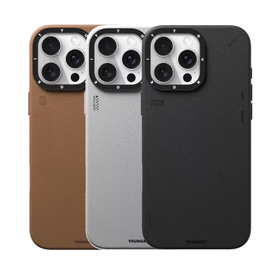 کاور مگ سیف چرمی یانگ کیت مدل Simple Matte Leather مناسب آیفون 16 پرومکس اپل iPhone 16 Pro Max
