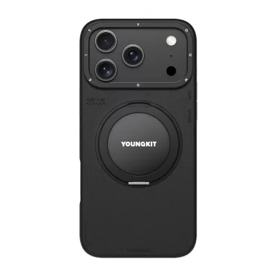 قاب آیفون 17 پرو مکس مگ سیف چرمی پایه هولدر یانگ کیت Youngkit Leather 360° Spin MagSafe iPhone 17 Pro Max