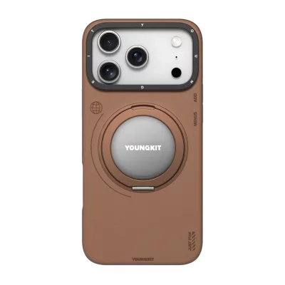قاب آیفون 17 پرو مگ سیف چرمی پایه هولدر یانگ کیت Youngkit Leather 360° Spin MagSafe iPhone 17 Pro