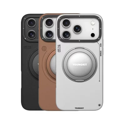 قاب آیفون 17 پرو مگ سیف چرمی پایه هولدر یانگ کیت Leather 360 iPhone 17 Pro