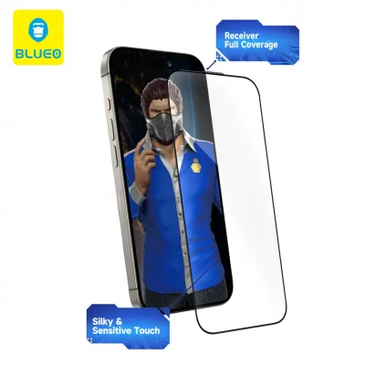 گلس آیفون 17 و آیفون 17 پرو و 16 پرو شفاف با کیت نصب اتوماتیک بلوئو iPhone 17/17 Pro/16 Pro