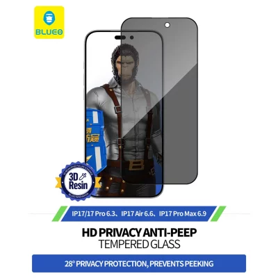 گلس آیفون 17 و آیفون 17 پرو و 16 پرو پرایوسی با کیت نصب اتوماتیک بلوئو Privacy Anti-Peep iPhone 17/17 Pro/16 Pro