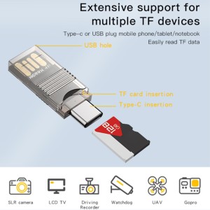 کارت‌خوان (رم ریدر) یسیدو مدل USB & Type-C 2 in 1 Card Reader GS21