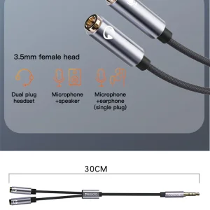 کابل تبدیل 1 به 2 جک 3.5 میلیمتری هدفون یسیدو مدل YAU28