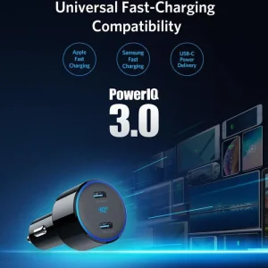 شارژر فندکی 2 پورت تایپ‌سی  48 وات انکر مدل Anker PowerDrive+ III Duo 48W A2725