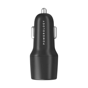 شارژر فندکی 2 پورت تایپ‌سی و یو‌اس‌بی 53 وات پاورولوژی مدل 53W Ultra-Quick Car Charger Dual