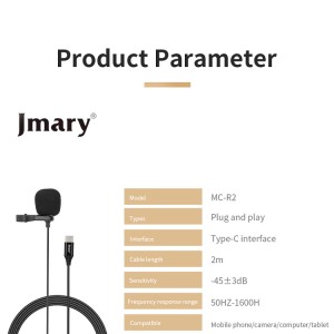 میکروفن یقه ای باسیم جی ماری مدل MC-R2 (پورت USB Type-C)