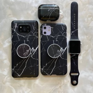 کاور ماربل  با پاپ سوکت مدل Black Marble مناسب آیفون 12 پرومکس اپل (iPhone 12 Pro Max)