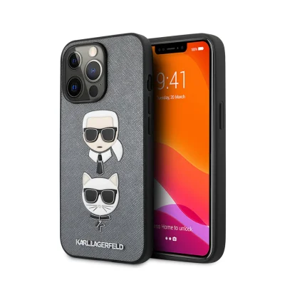 کاور اورجینال کارل لاگرفلد مدل SAFFIANO EMBOSSED CHOUPETTE مناسب آیفون 12 و 12 پرو اپل iPhone 12/12 Pro