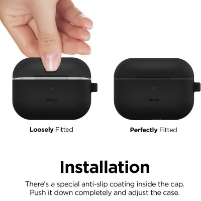 کاور سیلیکونی ایرپاد الاگو مدل Slim Hang Black مناسب ایرپاد پرو اپل AirPods Pro