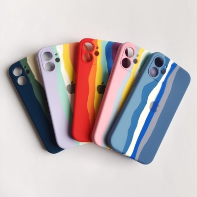 کاور سیلیکونی محافظ لنزدار رنگین کمان مناسب آیفون 12 اپل iPhone 12