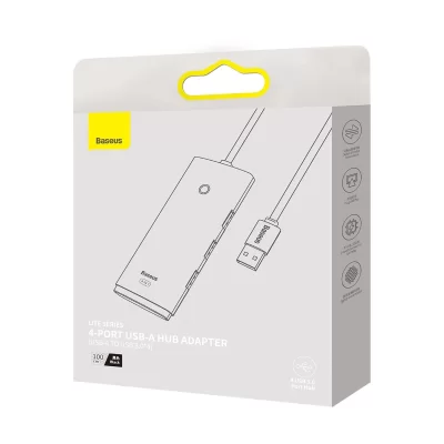 هاب 4 پورت یو‌اس‌بی بیسوس مدل Lite Series 4-Port USB-A Hub WKQX030101 طول 1 متر