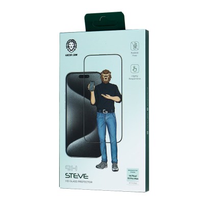 گلس محافظ صفحه شفاف آیفون 13 پرو مکس و 14 پلاس گرین Green iPhone 13 Pro Max/14 Plus 9H Steve Clear HD Full Glass