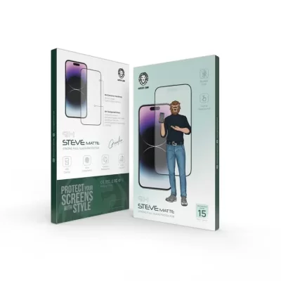 گلس محافظ صفحه شفاف آیفون 15 پرو مکس گرین Green iPhone 15 Pro Max 9H Steve Clear HD Full Glass