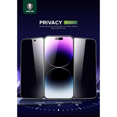 گلس محافظ صفحه پرایوسی آیفون 15 پرو مکس گرین Green iPhone 15 Pro Max 9H Steve Privacy HD Full Glass