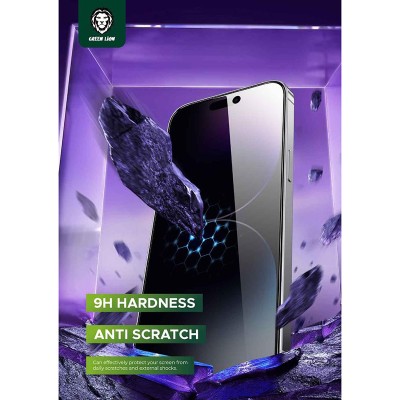 گلس محافظ صفحه پرایوسی آیفون 15 پرو مکس گرین Green iPhone 15 Pro Max 9H Steve Privacy HD Full Glass