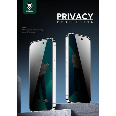 گلس محافظ صفحه پرایوسی آیفون 14 پرو مکس گرین Green iPhone 14 Pro Max 9H Steve Privacy HD Full Glass