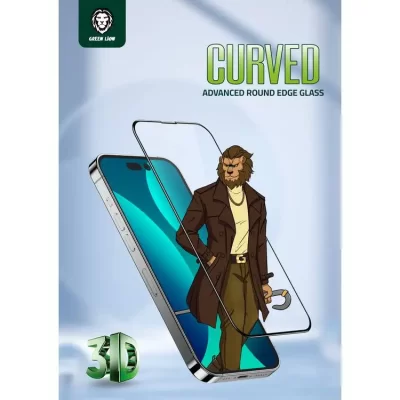 گلس محافظ صفحه شفاف آیفون 14 پرو مکس گرین Green iPhone 14 Pro Max Curved Pro Clear Edge Full Glass