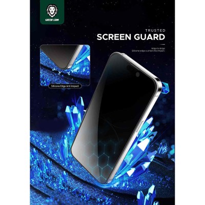 گلس محافظ صفحه پرایوسی آیفون 15 پرو مکس گرین Green iPhone 15 Pro Max Silicone Plus Privacy Full Glass