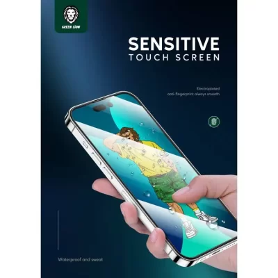 گلس محافظ صفحه شفاف آیفون 14 پرو گرین Green iPhone 14 Pro Silicone Plus Clear HD Full Glass