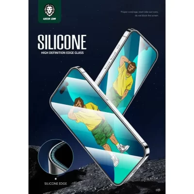 گلس محافظ صفحه شفاف آیفون 14 پرو گرین Green iPhone 14 Pro Silicone Plus Clear HD Full Glass