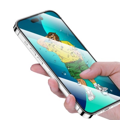 گلس محافظ صفحه شفاف آیفون 14 پرو گرین Green iPhone 14 Pro Silicone Plus Clear HD Full Glass