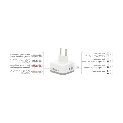 محافظ برق و تبدیل 3 به 2 هوشمند تایمر‌دار هادرون Hadron Smart Power Protector with Timer P103