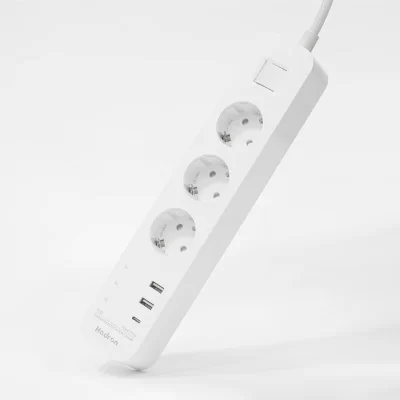 چندراهی هوشمند برق 3 خروجی برق، 1 تایپ سی و 2 یو اس بی (شارژر 30 وات) هادرون مدل Hadron P343 Power Strip + 30W USB Charger