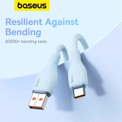 کابل یو اس بی به تایپ‌ سی 100 وات 6 آمپر سوپر فست شارژ باسئوس Baseus Pudding Series 100W 6A USB-A To USB-C طول 1.2 متر