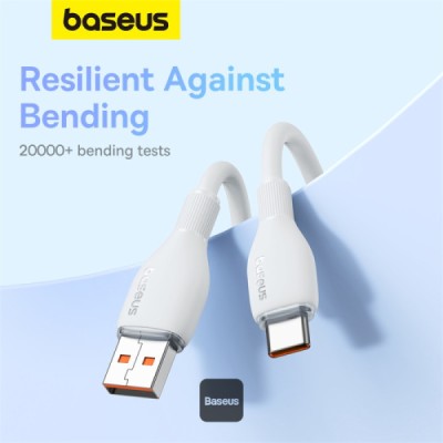 کابل یو اس بی به تایپ‌ سی 100 وات 6 آمپر سوپر فست شارژ باسئوس Baseus Pudding Series 100W 6A USB-A To USB-C طول 1.2 متر