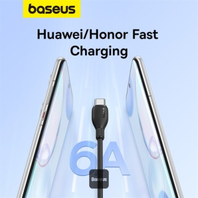 کابل یو اس بی به تایپ‌ سی 100 وات 6 آمپر سوپر فست شارژ باسئوس Baseus Pudding Series 100W 6A USB-A To USB-C طول 1.2 متر