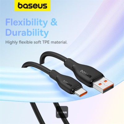 کابل یو اس بی به تایپ‌ سی 100 وات 6 آمپر سوپر فست شارژ باسئوس Baseus Pudding Series 100W 6A USB-A To USB-C طول 1.2 متر