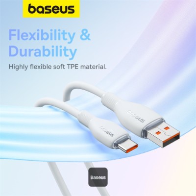 کابل یو اس بی به تایپ‌ سی 100 وات 6 آمپر سوپر فست شارژ باسئوس Baseus Pudding Series 100W 6A USB-A To USB-C طول 1.2 متر