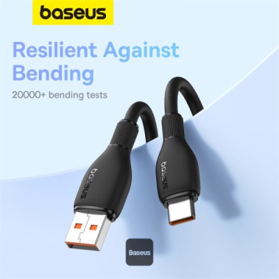 کابل یو اس بی به تایپ‌ سی 100 وات 6 آمپر سوپر فست شارژ باسئوس Baseus Pudding Series 100W 6A USB-A To USB-C طول 1.2 متر