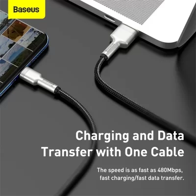 کابل یو اس بی به تایپ‌ سی 66 وات 6 آمپر فست شارژ باسئوس Baseus Cafule Series 66W 6A USB-A To USB-C طول 1 متر