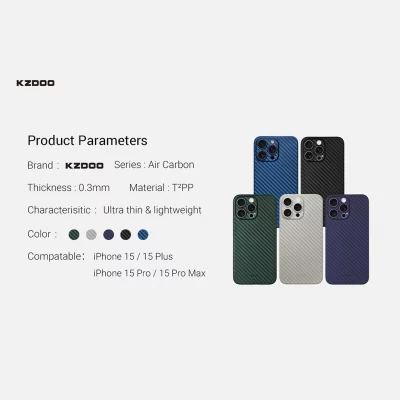 کاور کربن کی‌ زد دوو مدل KZDOO Air Carbon مناسب آیفون 15 پرو اپل iPhone 15 Pro