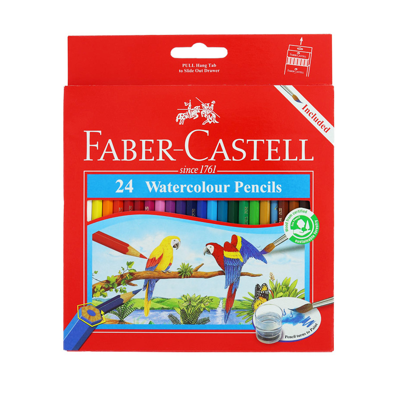مداد آبرنگی برند فابر کاستل 24 رنگ (طرح طوطی)