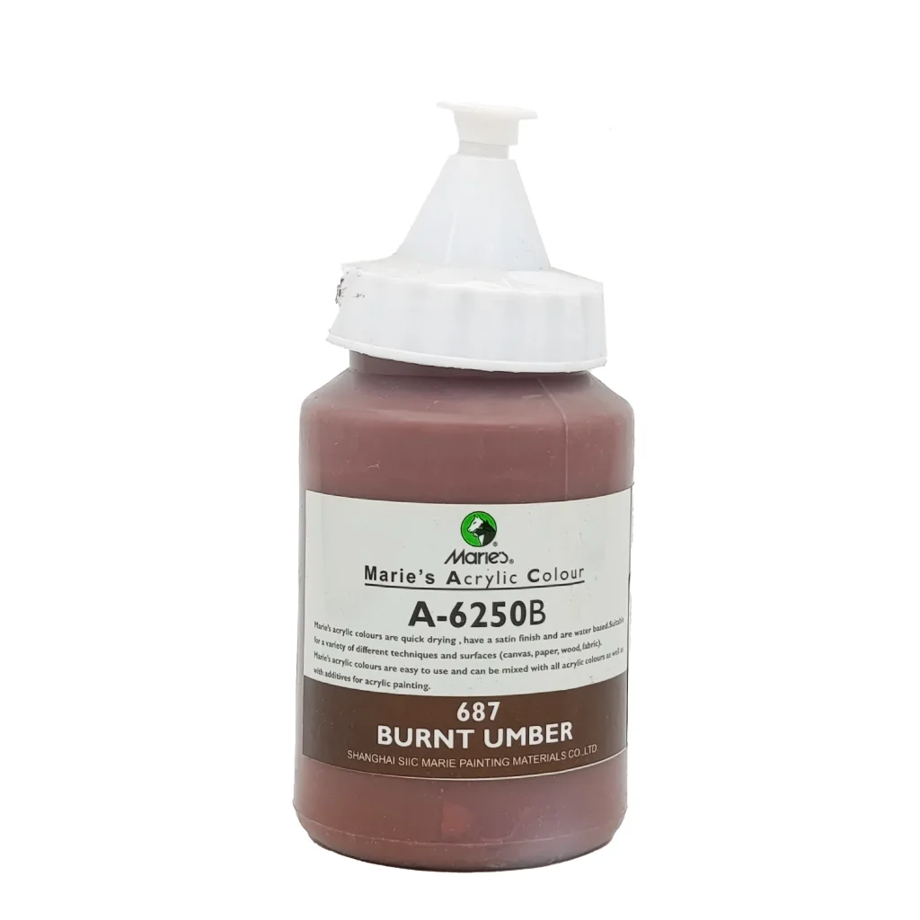 رنگ اکریلیک 250 میل برند ماریس کد 687 Burnt Umber
