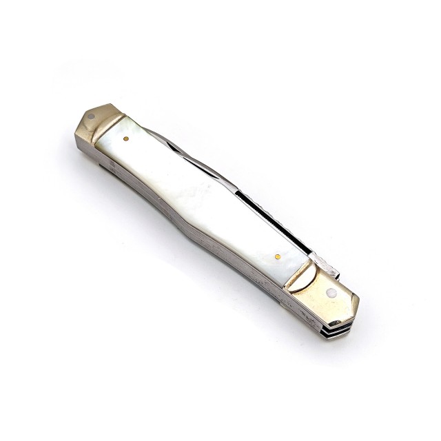 قلمتراش دو تیغه یکسر بازشو کلکسیونی دسته صدف دریایی / علی علیخانی