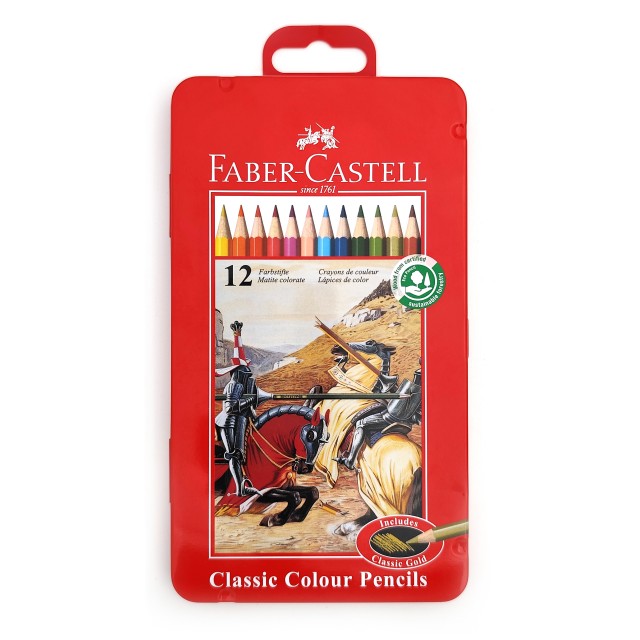 مدادرنگی فابر کاستل 12 رنگ جعبه فلزی