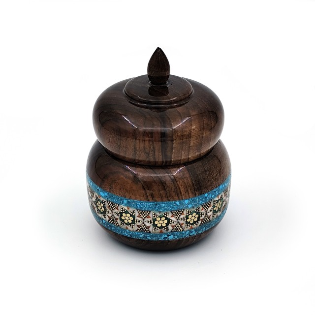 دوات نفیس چوب گردو خاتم فیروزه (پر پن) کد 1-942