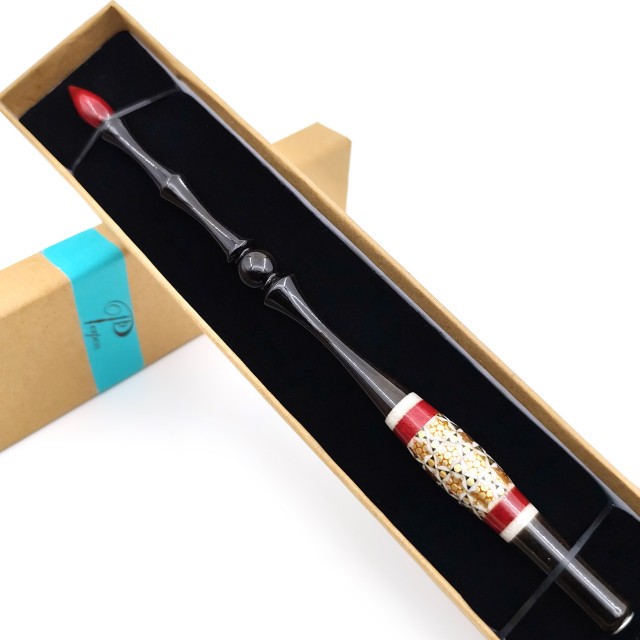 دسته قلم فلزی نفیس خاتم و سنگ (پر پن)  کد 1-10248