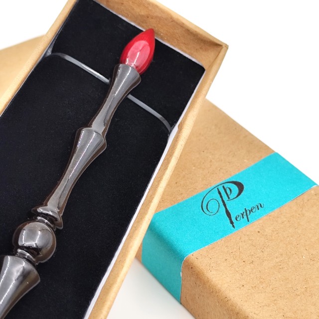 دسته قلم فلزی نفیس خاتم و سنگ (پر پن)  کد 1-10248