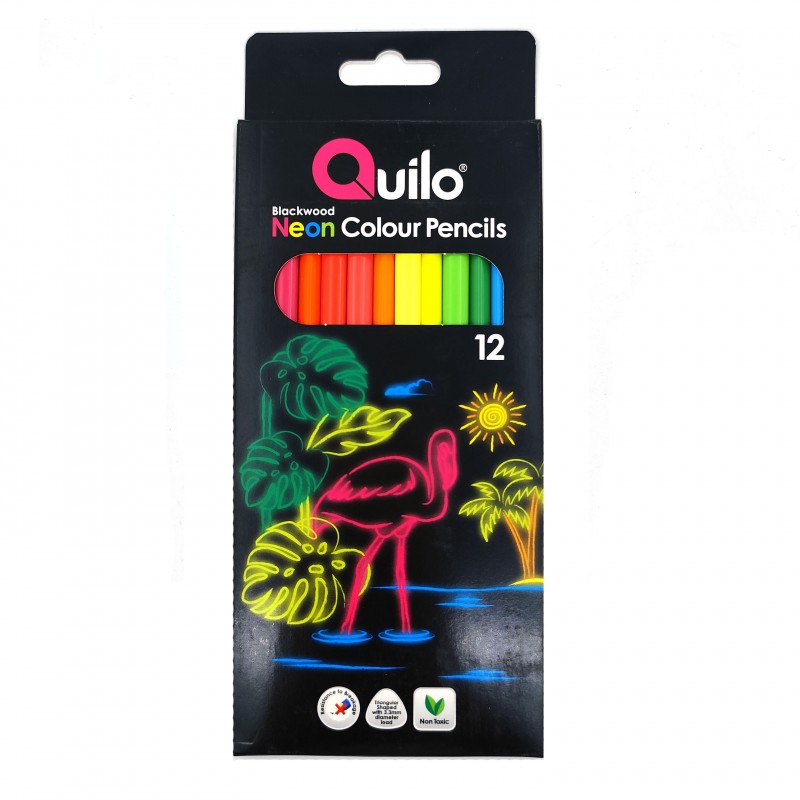 مداد رنگی 12 رنگ کویلو  بلک وود نئونی