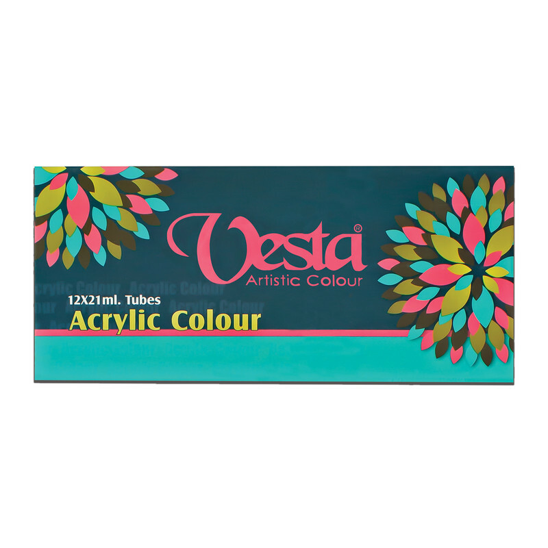 رنگ اکریلیک حجم 21 میلی  12 عددی برند وستا