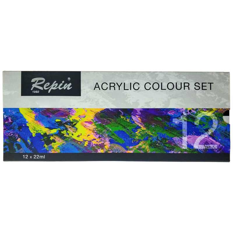 رنگ اکریلیک 12 رنگ حجم 22 میلی برند رپین