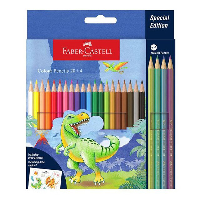 مداد رنگی کلاسیک 24 رنگ مدل دایناسور  (4+20)