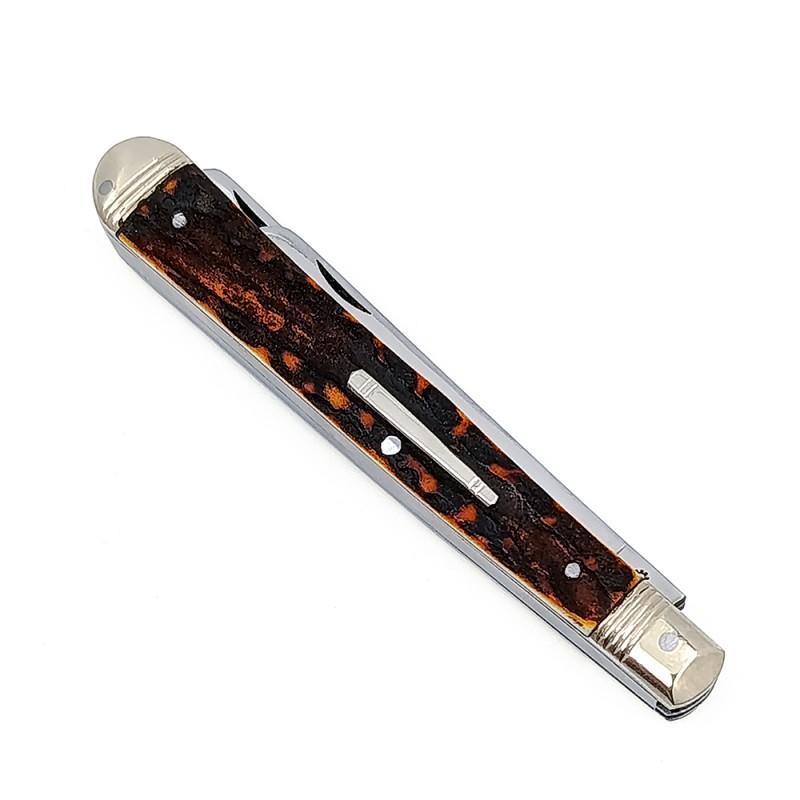 قلمتراش دو تیغه دسته شاخ یک سر باز پلاکدار (کتابت تراش) 12سانتیمتر / استاد حیدر زنجانی