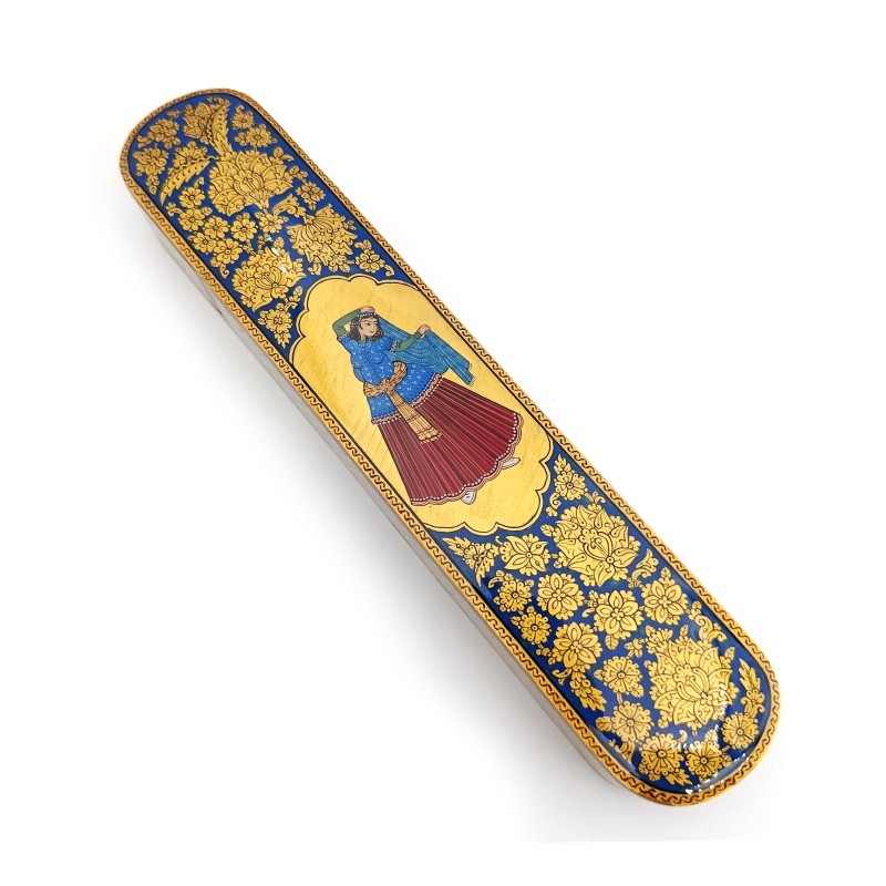 جاقلمی نقاشی خاتم و تشعیر طرح  بانو رنگ آبی